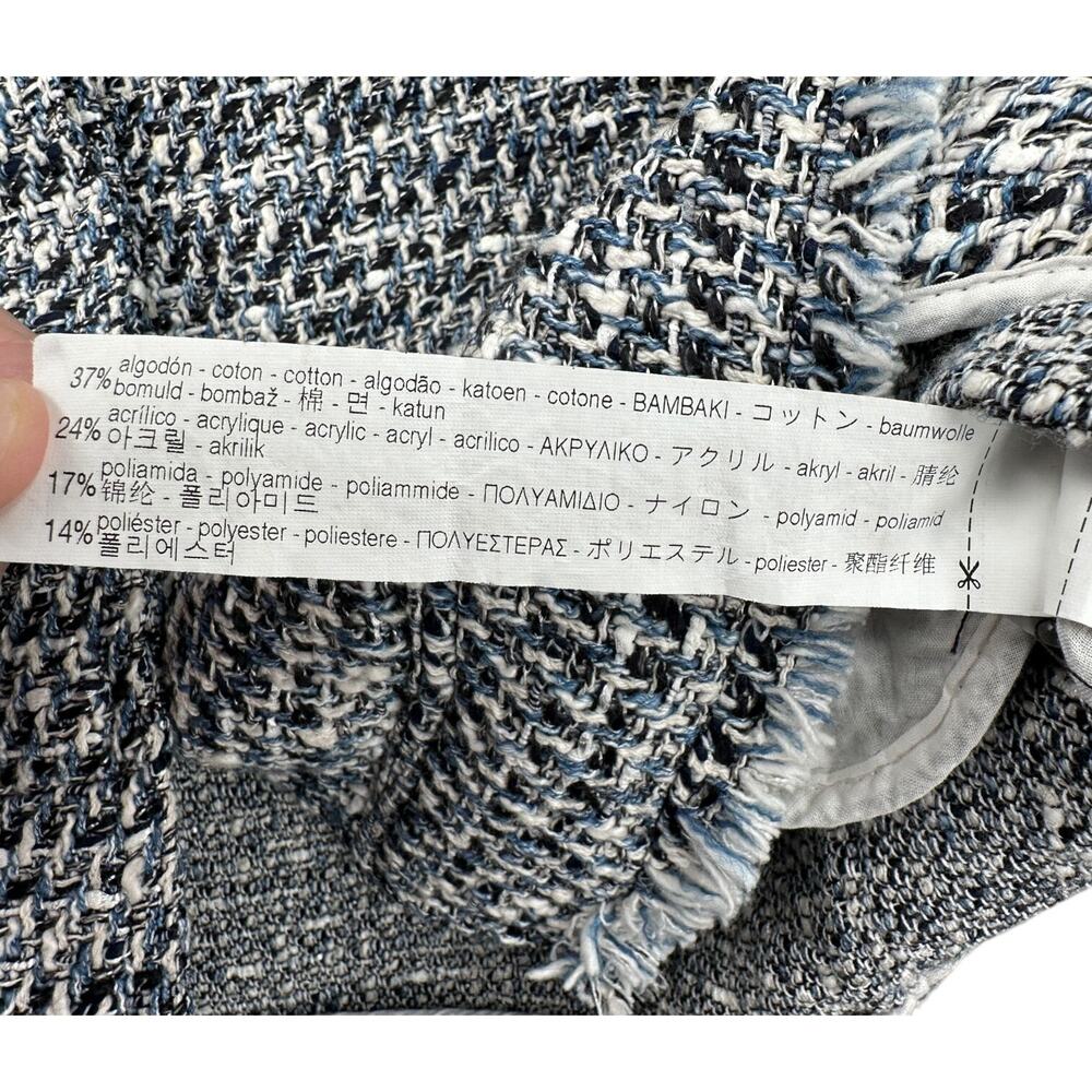 Zara Basic Boucle Blue White Tassel Patch Pockets… - image 6